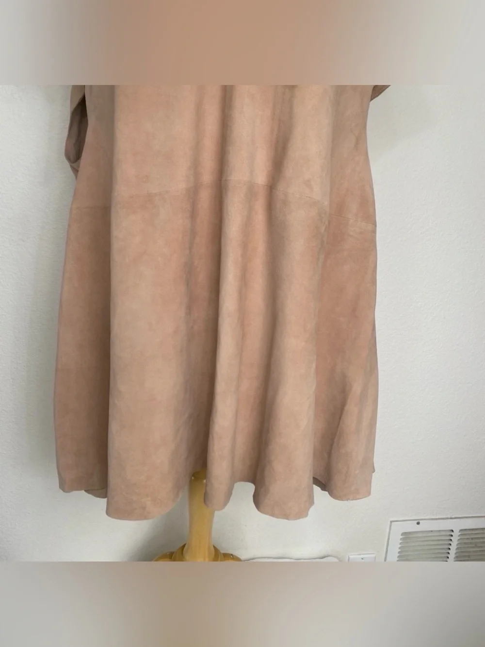 Free People Women Nude Talk Of The Town Boho Suede Leather Oversize Tunic Size L